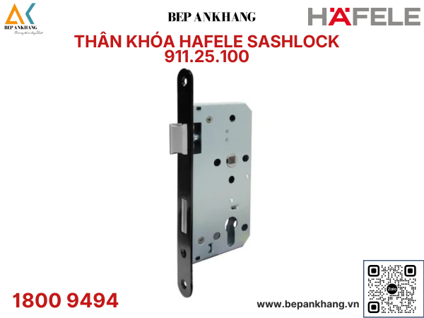 Thân khóa lưỡi gà và chốt chết Hafele E55/72A - Màu đen -  911.25.100 